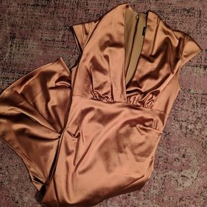 Nicole Miller gold metallic rouged dress